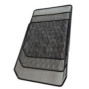 Replacement Metal Mesh Sliding Paper Trays Black Desktop Organizer Rack Set of 3